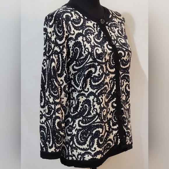 Talbots Merino Wool Paisley Cardigan - Size M - Picture 3 of 7